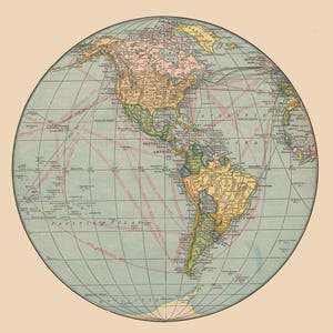 Historic Map - Western Hemisphere - Hammond 1910 - Vintage Wall Art