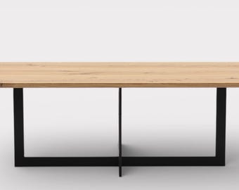 AXIS - Custom-Made Solid Wood Table on a Central Steel Base