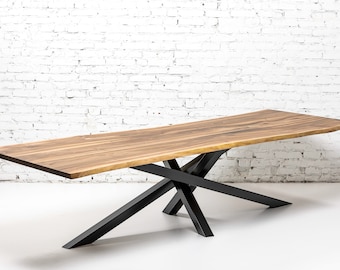 Live Edge Solid Walnut Table on Custom Mikado Steel Base