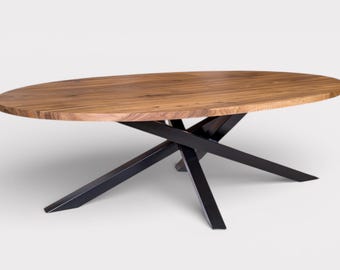 ELLIPSE Table - Oval Table in Solid Oak and Walnut with Custom-Made Mikado Metal Base