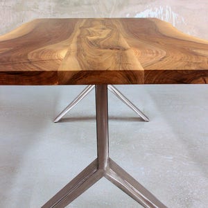 Live edge Walnut and steel dining table image 2