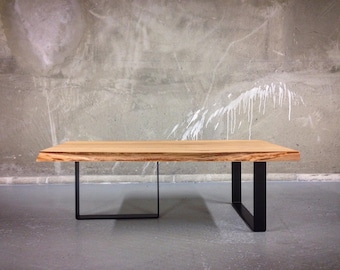 Live edge Elm Coffee table on U-form legs