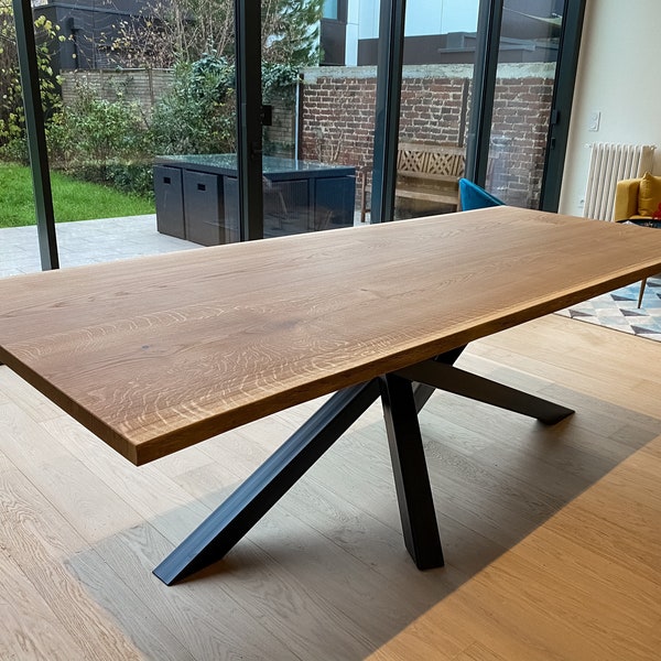 Table Chêne Massif Live Edge Pied Mikado Acier Sur Mesure