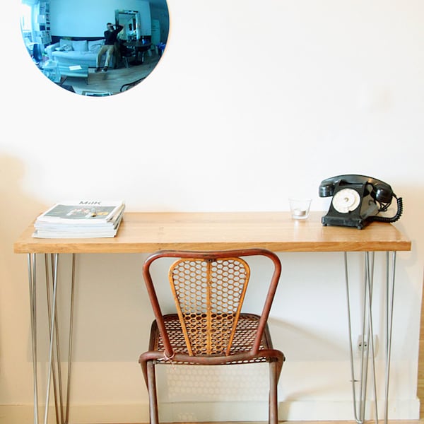 Bureau ou Console bois massif et pieds en épingle métal sur mesure