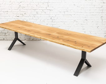 Ypsilon Table - Industrial Style Dining Table Solid Wood Metal Custom