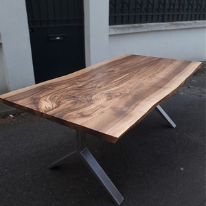 Live edge Walnut and steel dining table image 9