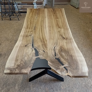 Live edge Walnut and steel dining table image 5