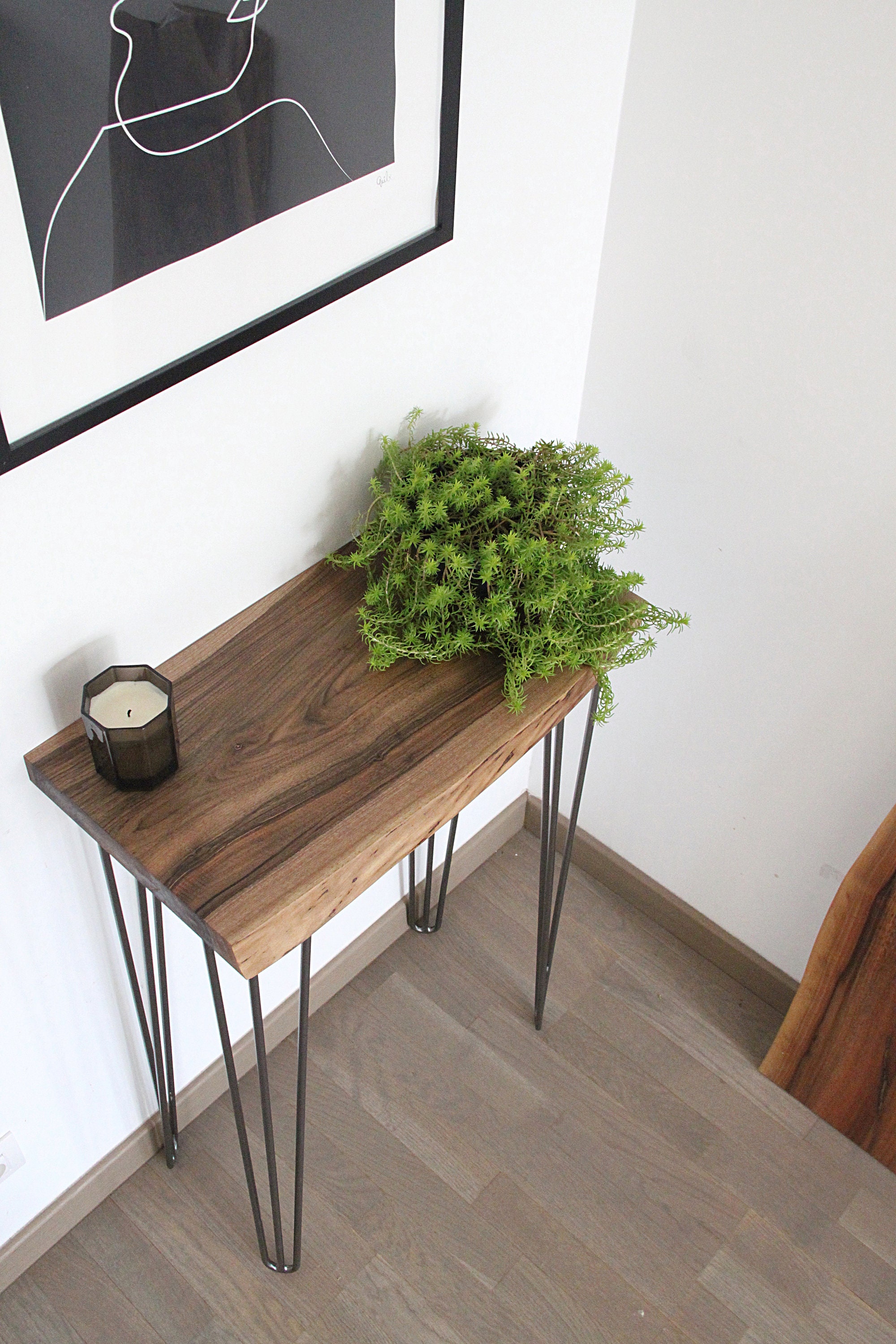 Live Edge Walnut Console And Hairpin Legs