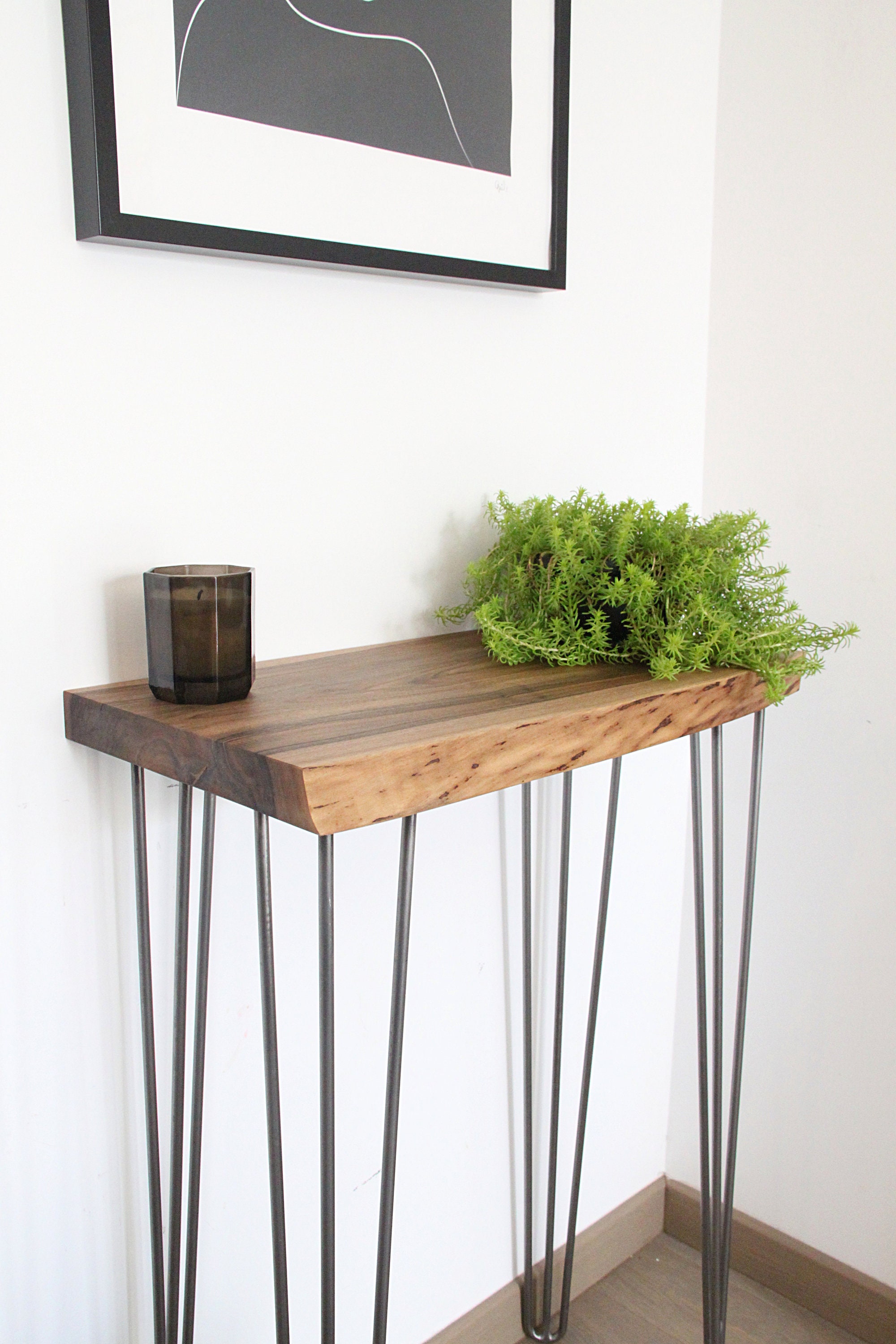 Live Edge Walnut Console And Hairpin Legs