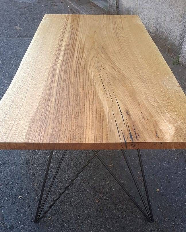 Solid Oak Industrial Table On Eiffel Structure Custom Made - Custom Solid Wood Coffee Tables Solid Oak Industrial Table On Eiffel Structure Custom Made - Custom Solid Wood Coffee Tables