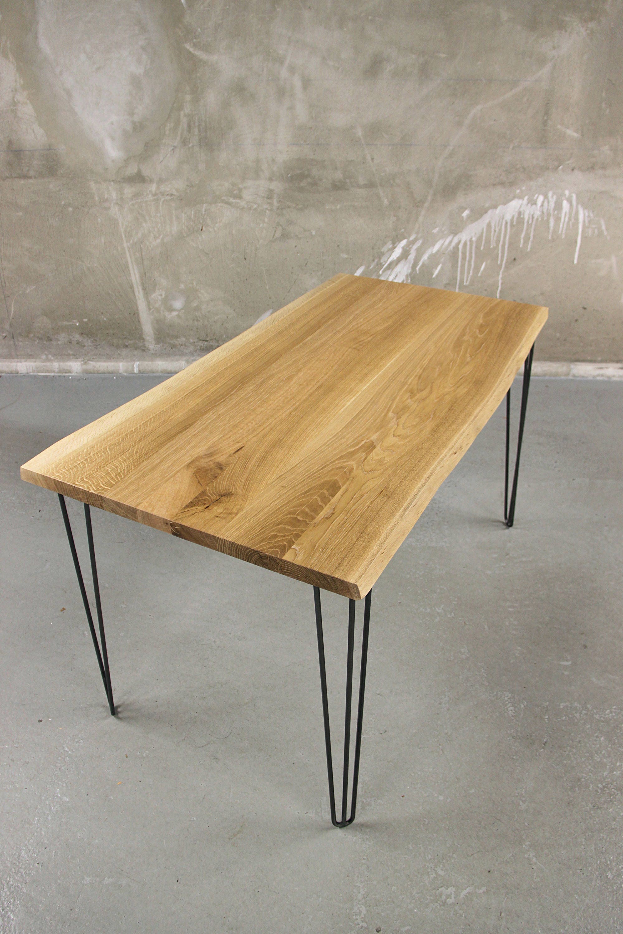 Solid Oak Dining Table With Hairpin Legs Solid Oak Dining Table With Hairpin Legs