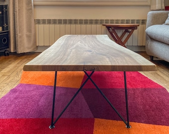 Custom Made Solid Wood and Steel Eiffel Coffee Table