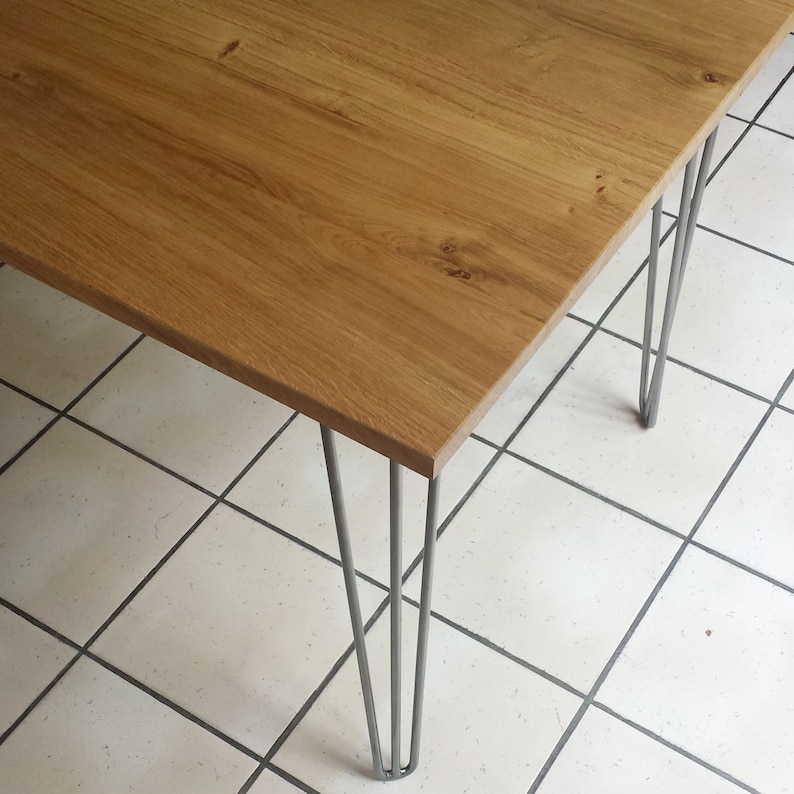 Solid Oak Dining Table With Hairpin Legs - Etsy