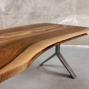 Live edge Walnut and steel dining table image 1