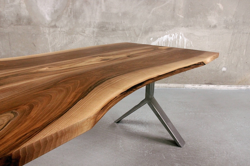 Live edge Walnut and steel dining table image 1