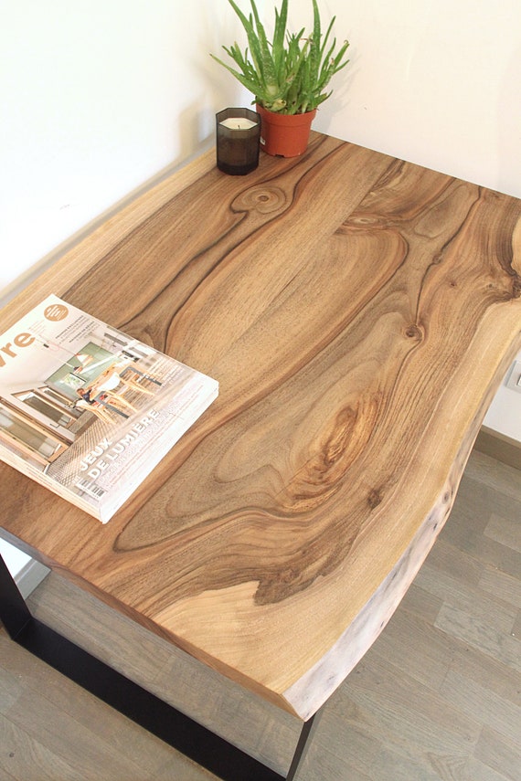 Vendu Bureau Noyer Massif Bords Naturels Sur Pieds En U Etsy