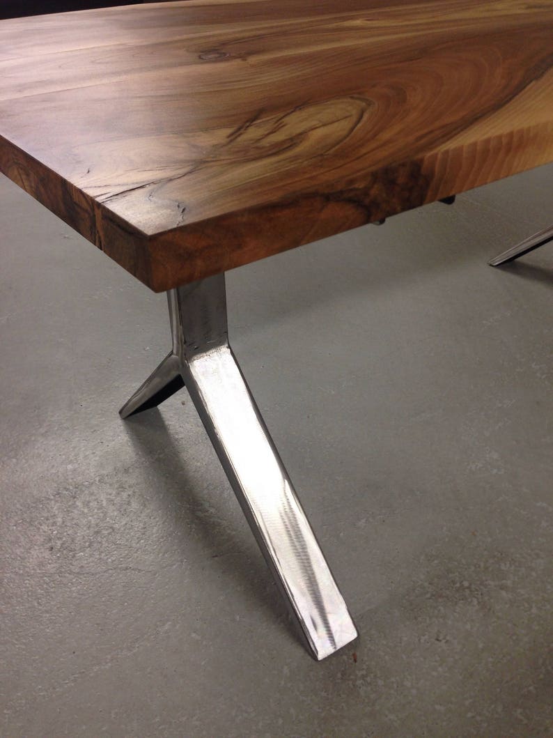 Live edge Walnut and steel dining table image 3