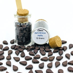 Amos Par Puca Beads Czech Glass Dark Bronze Matte 12 gram bottle *(approx 66 beads) & 100 gram bags