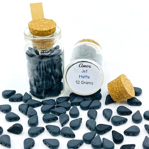 Amos Par Puca Beads Czech Glass Jet Matte 12 gram bottle *(approx. 66 beads) & 100 gram bag *(approx. 550 beads)