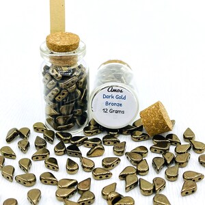 Amos Par Puca Beads Czech Glass Dark Gold Bronze 12 gram bottle *(approx. 66 beads) & 100 Gram Bags (approx. 550 beads)