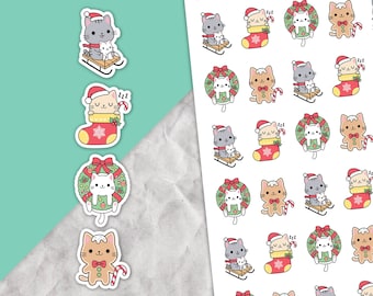 V2 Christmas Cat Stickers, Planner deco, Cute xmas cats, Planner sticker sheet, Christmas planner, Christmas activities, Xmas decorations