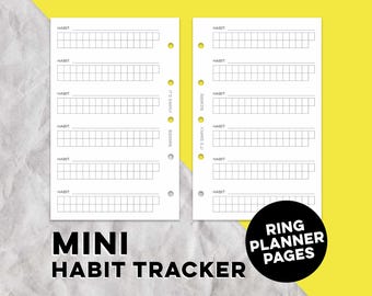 Mini páginas de seguimiento de hábitos, Filofax mini, inserto de agenda, páginas de agenda de anillas, seguimiento de hábitos, agenda mensual, hábitos diarios, agenda de autocuidado