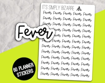 Fever Text Stickers, Health tracking, Planner sticker sheet, Planner script, Text stickers, Minimalist planner, Health planner, Medical