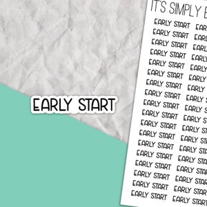 Early Start Planner Stickers, Work stickers, Planner sticker sheet, Work planner, Schedule stickers, Text stickers, Functional sticker sheet