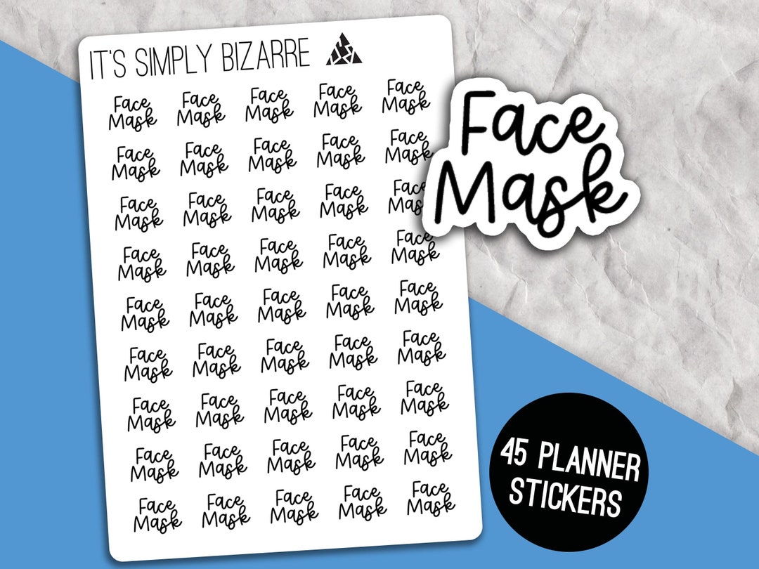 Face Mask Text Stickers, Beauty Routine, Script Stickers, Planner ...