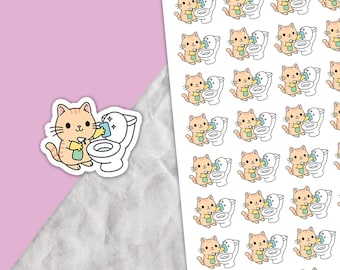 Clean The Toilet Cat Stickers, Household chores, Planner sticker sheet, Cleaning tracker, Cleaning stickers, Chore tracking, House cleaning