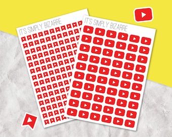 YouTube stickers, planner sticker sheet, sticker markers, YouTube logo, planner accessories, diary stickers, travelers notebook accessories