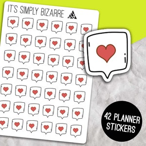 Stickers bulles d'amour, feuille d'autocollants pour agenda, autocollants de notification, agenda déco, suivi des likes sur les réseaux sociaux, autocollants favoris