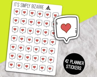 Pegatinas de burbujas de discurso de amor, hoja de pegatinas del planificador, pegatinas de notificación, deco del planificador, seguimiento de me gusta en las redes sociales, pegatinas favoritas
