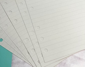 Lined Grey Paper, Ring planner inserts, Planner paper, Grey paper inserts, Plain paper, Filofax inserts, Journal pages, Journaling inserts