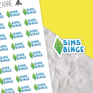 Sims Binge Planner Stickers, The Sims 4 stickers, Plumbob sticker sheet, Gaming planner stickers, Gaming tracker, Text stickers, Gamer
