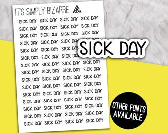 Pegatinas de guión para días de enfermedad, guión de trabajo, pegatinas de planificador de texto, hoja de pegatinas de seguimiento, planificación del trabajo, planificador de salud, seguimiento de salud