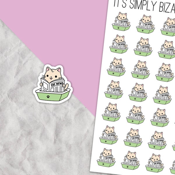 Litter box stickers, Funny cat stickers, Planner sticker sheet, Litter box tracking, Cat cleaning, Planner tracking, Funny kitty stickers