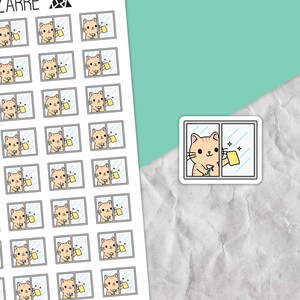 Washing Window Cat Stickers, Household chores, Planner sticker sheet, Planner tracking, Cleaning tracker, Functional stickers, Cute cats