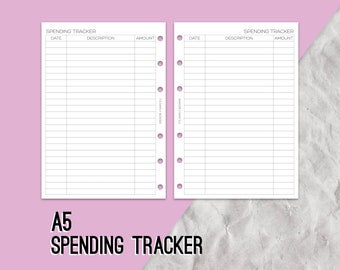 A5 Spending Tracker, Ring planner, Financial planner, Filofax planner, Finance planner, Money tracking inserts, Finance planning, A5 planner