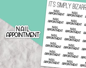 Nail appointment, Nail Script Stickers, Text planner stickers, Tracking sticker sheet, Appointment stickers, Planner Reminder, Beauty