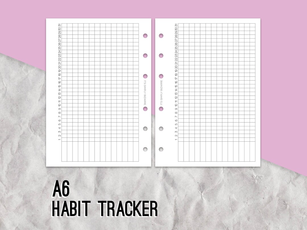 Habit Tracker A6 Rings, Ring Planner Pages, Monthly Habits, Month on a ...