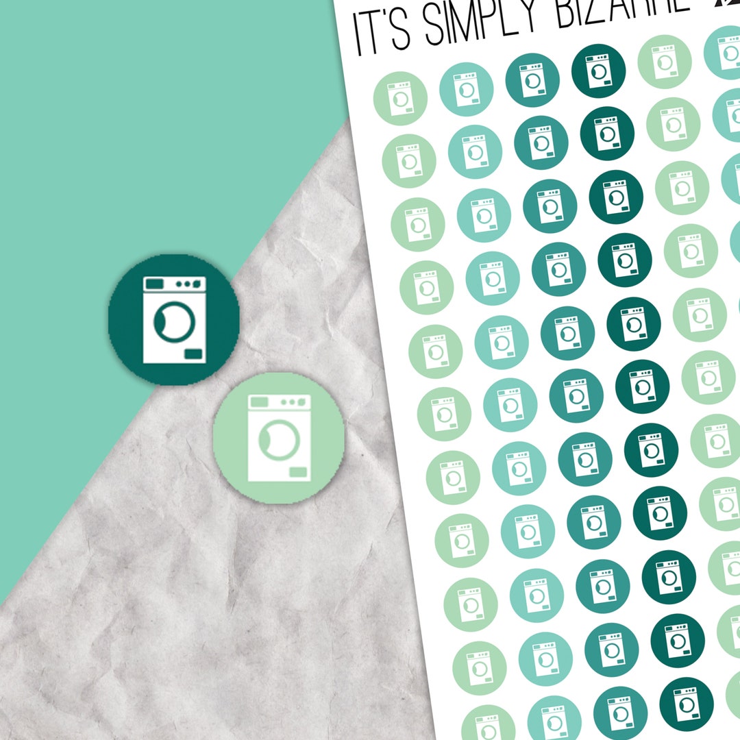 Washing Machine Icon Stickers, Icon Sticker Sheet, Laundry Tracking ...