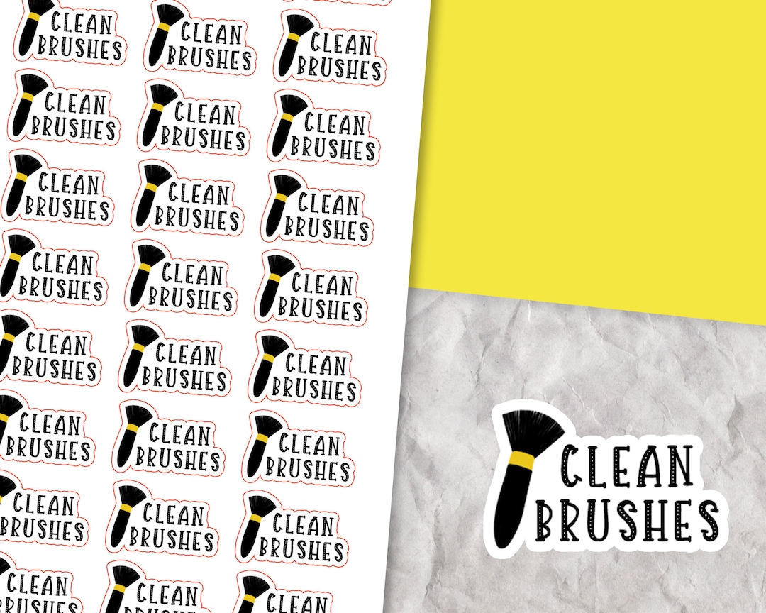 Clean Brushes Stickers, Wash Makeup Brushes, Functional Stickers ...