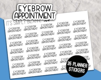 Pegatinas de citas para cejas, pegatinas de guiones, hoja de pegatinas de texto del planificador, planificador de belleza, seguimiento de citas, rutina de belleza, cuidado personal