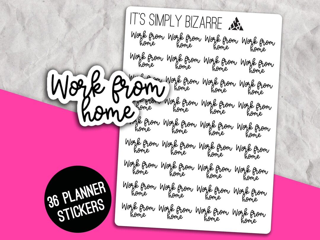 Work From Home Text Stickers, Script Stickers, Planner Sticker Sheet ...