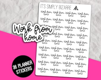 Work From Home Text Stickers, Script stickers, Planner sticker sheet, Work tracking, Work planner, Working from home, WFH Stickers, Planning