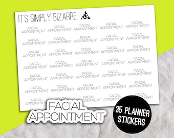 Pegatinas de citas faciales, pegatinas de guiones, hoja de pegatinas de texto del planificador, planificador de belleza, seguimiento de citas, rutina de belleza, cuidado personal