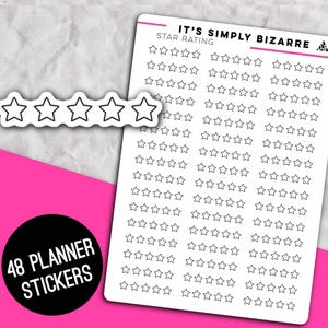 5 Star Rating Stickers, Reading journal stickers, Bullet journal stickers, Planner sticker sheet, Book rating stickers, Fill in stickers