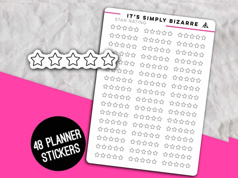 5 Star Rating Stickers, Reading journal stickers, Bullet journal stickers, Planner sticker sheet, Book rating stickers, Fill in stickers image 1