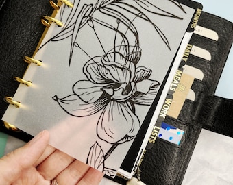 Botanical Vellum, Floral tropical Vellum, Planner vellum, Planner accessories, Planner decor, Monochrome planner, Planner dashboard, Frosted